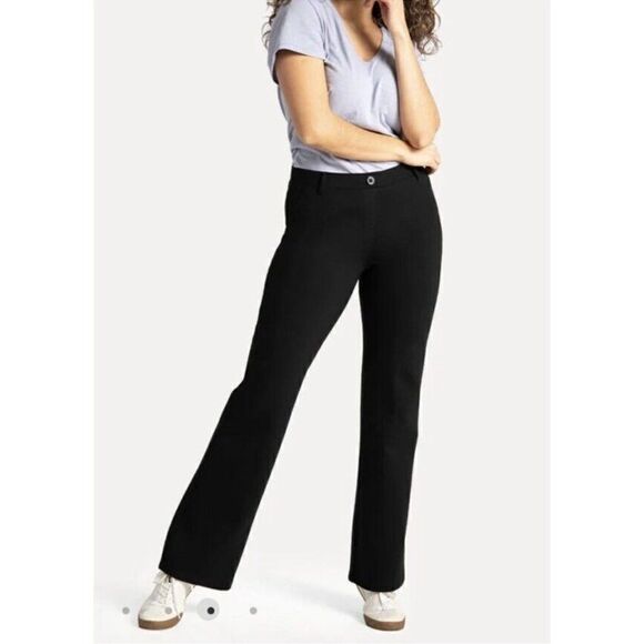 Betabrand Black Pull-On Stretch Mid Rise Straight Leg Dress Pant Trouser Yoga M - Picture 3 of 12